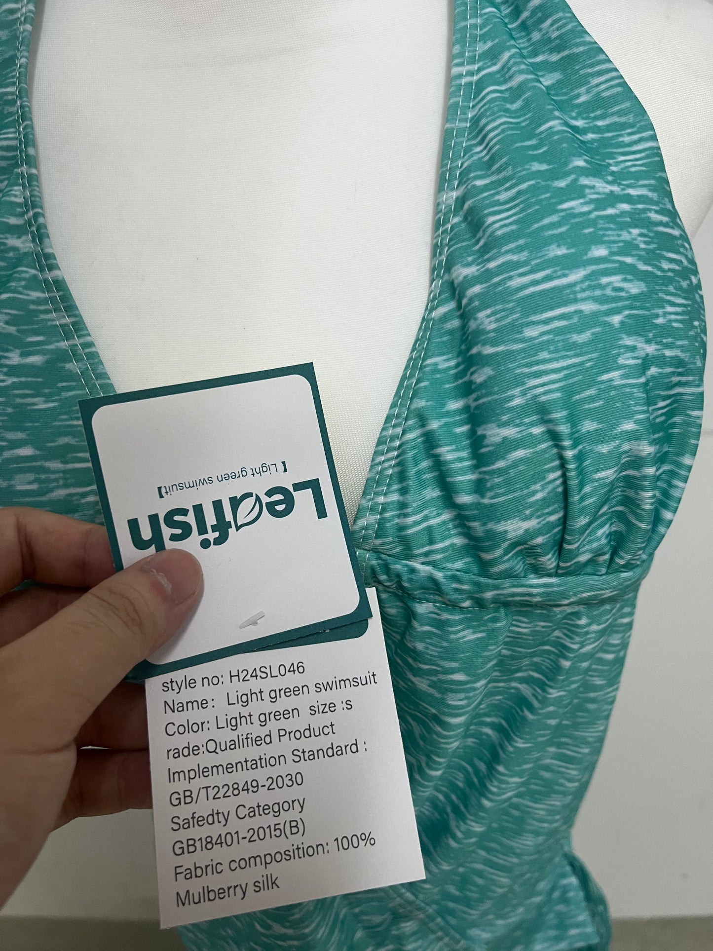 Leafish Light Green Mulberry Silk Swimsuit: Luxury & Comfort for Your Aquatic Journey