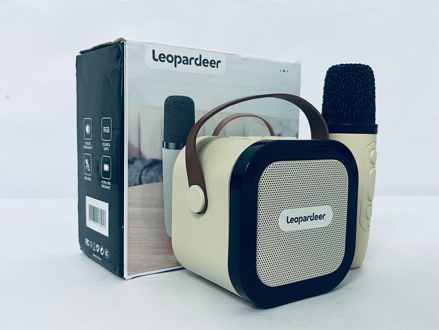Leopardeer Mini Karaoke Machine Speaker for Kids Adults,Portable Bluetooth with 1 Wireless Microphone