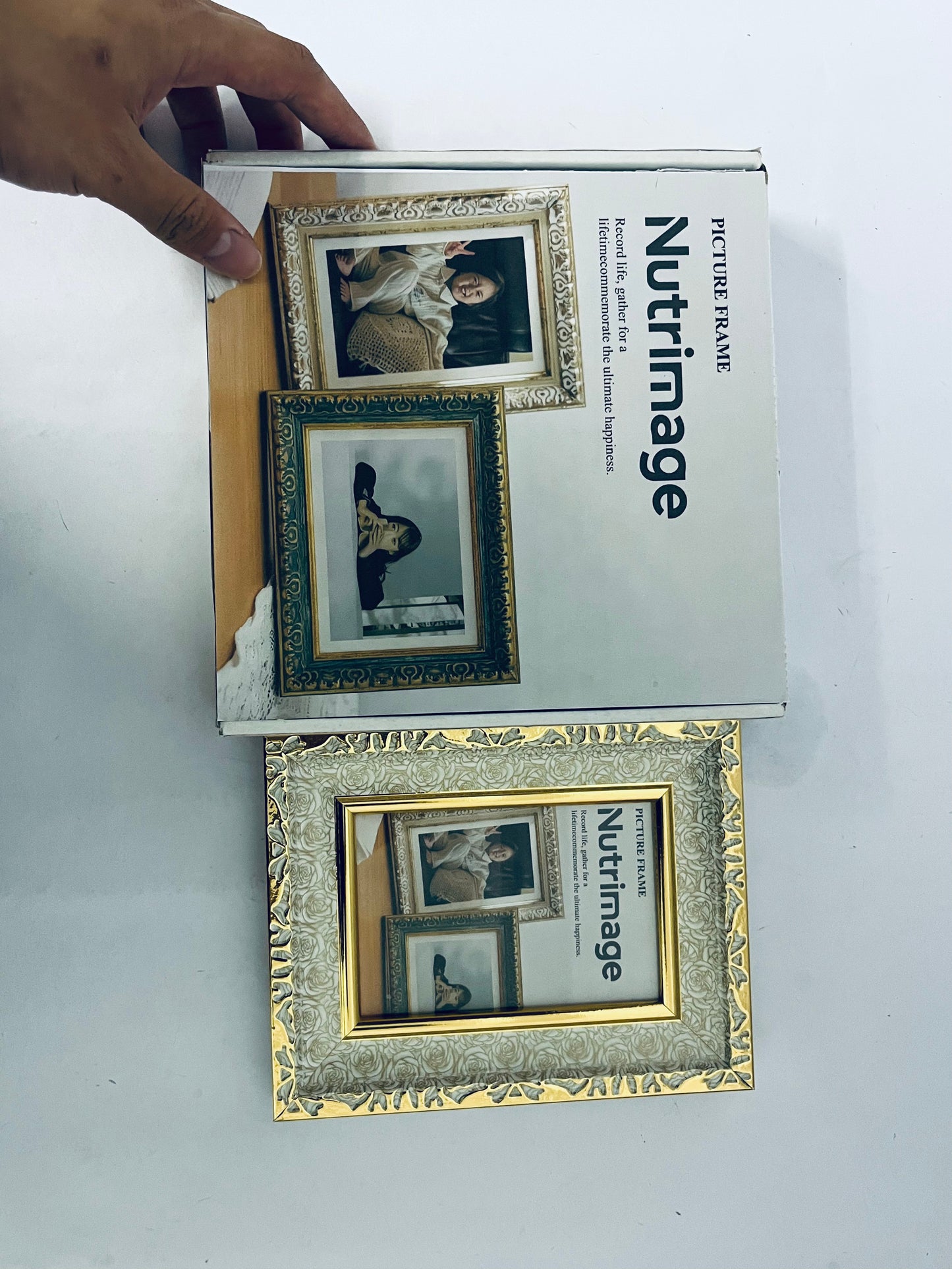 Nutrimage Picture Frame Glitter, Gold Bling 5 by 7 Photo Frames with HD Real Glass, for Wall or Tabletop Display, Family Friends Wedding Christmas Day Gift (Gold)