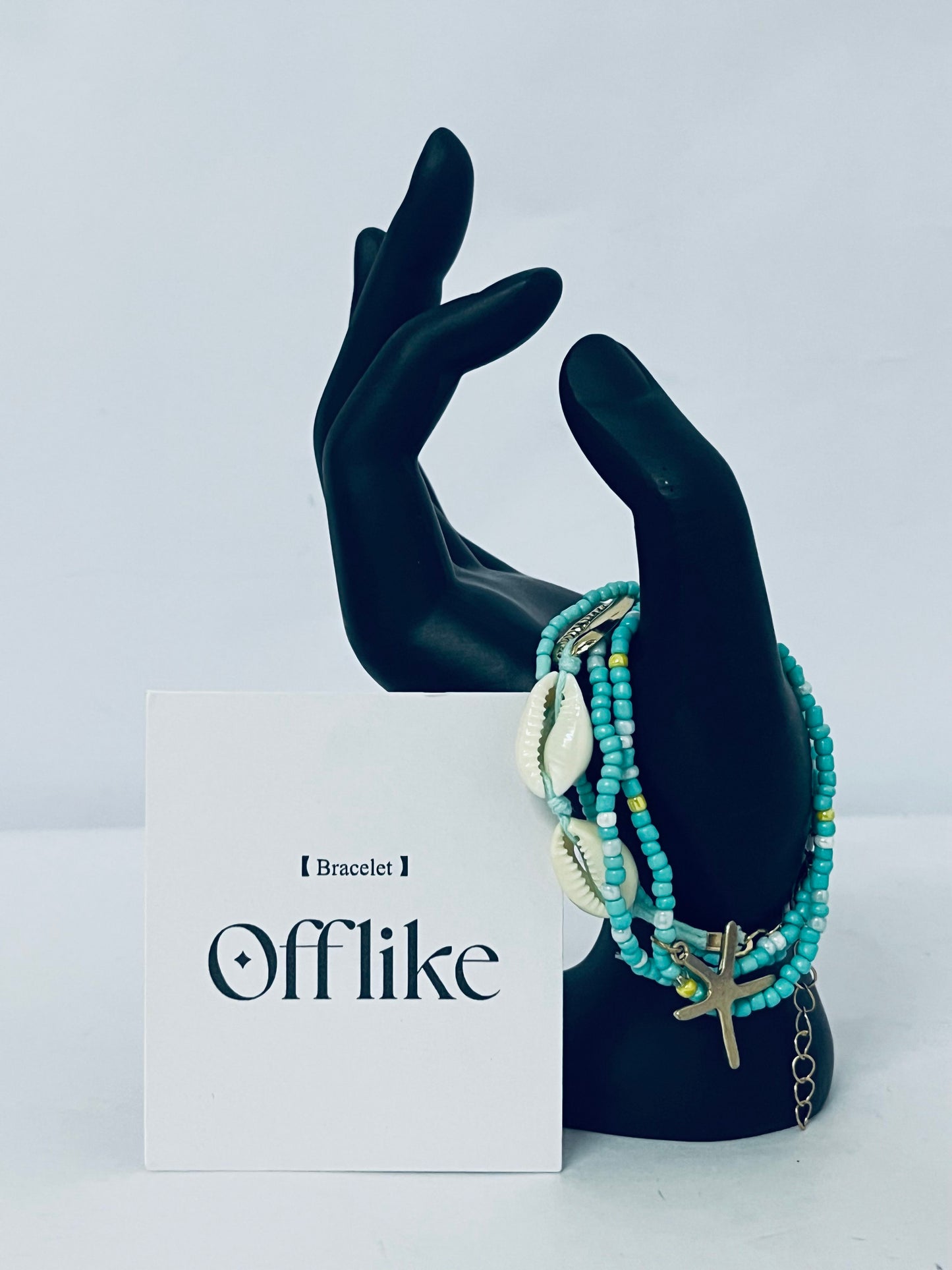 Offlike Bohemian Starfish Bracelets for Women - Adjustable Stackable Beach Bracelets, Handmade Stretchy Beaded Summer Jewelry, Perfect for Surf & Waterproof Fun
