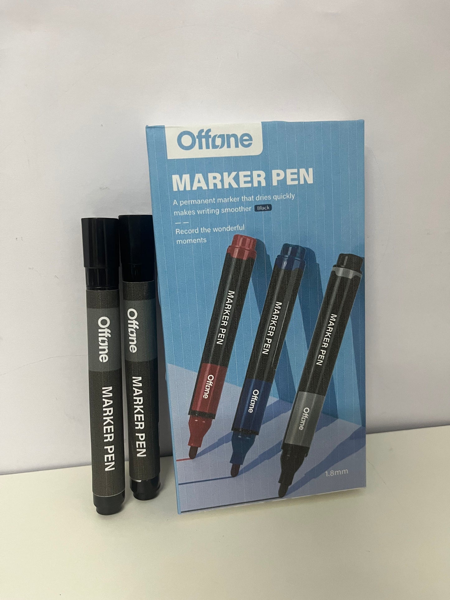 【Offone Marker pens】——Offone Quick-Dry Permanent Markers - 1.8mm Precision Tip, Waterproof Black Markers for School & Office