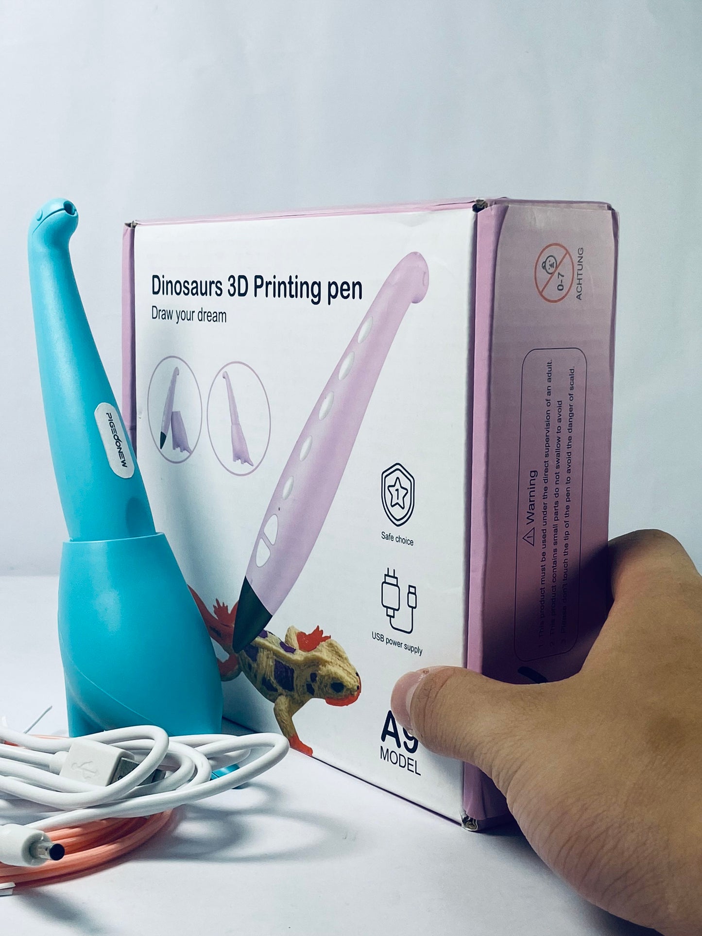 PIGEOONEW 3D Printing Pen with Display - Includes 3D Pen, 3 Starter Colors of PLA Filament, Stencil Book + Project Guide, and Charger