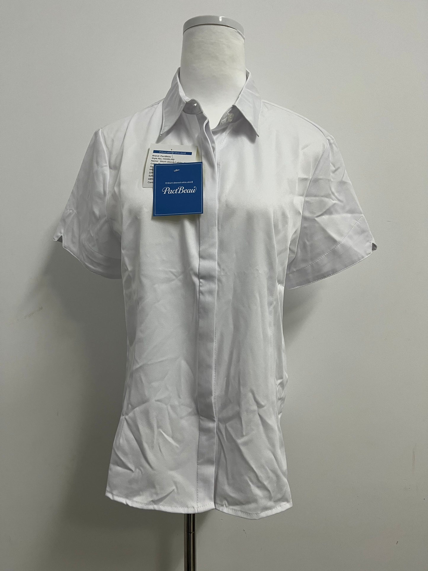 PactBeau Tops Breathable Fabric Formal Short Sleeve Dress Shirt Summer Work Blouses Business Casual