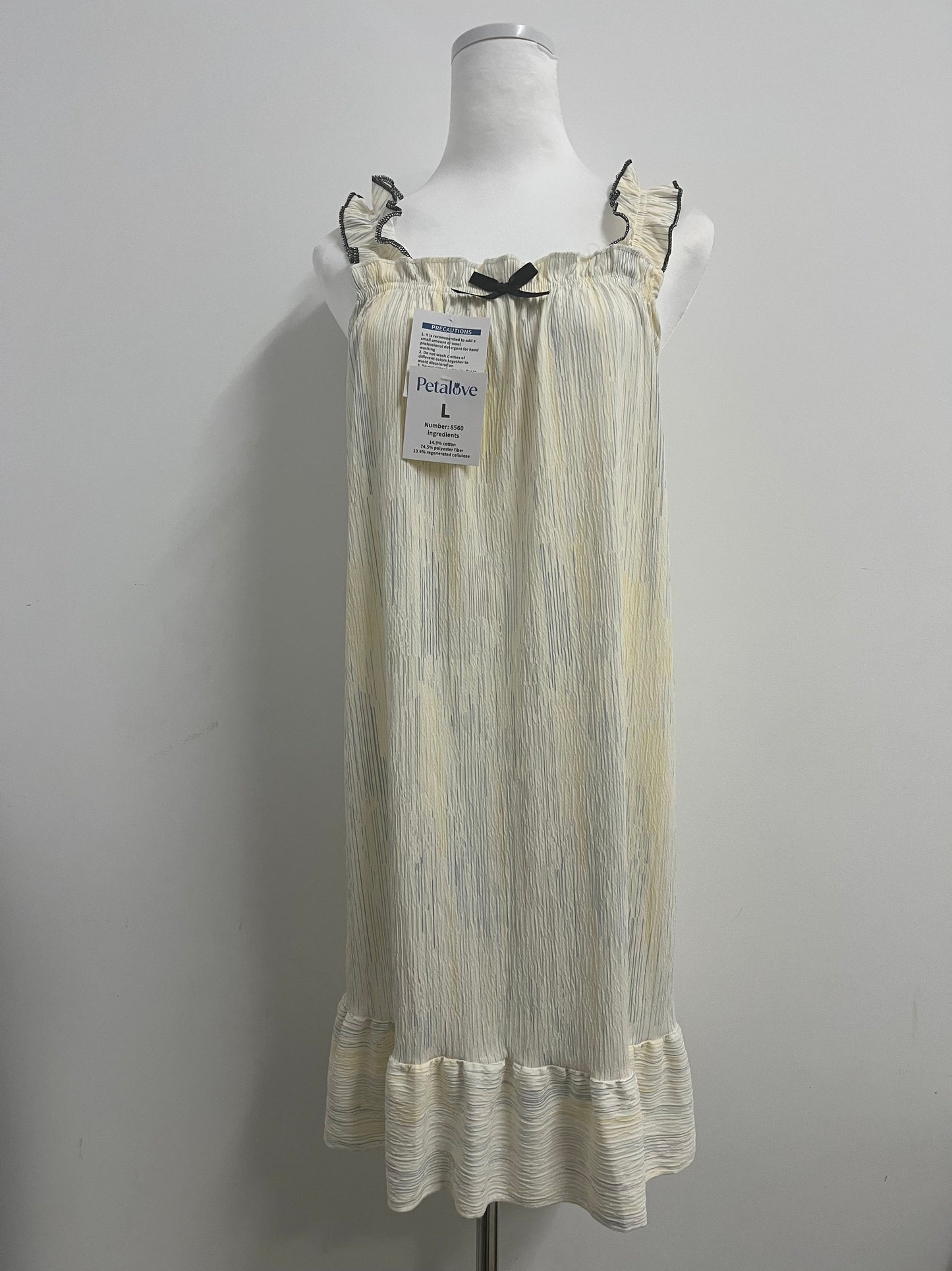 Petalove Women's Cotton Gauze Nightgown Sleeveless Ruffle Dress Frill Strap Short House Dress Comfy Sleepdress