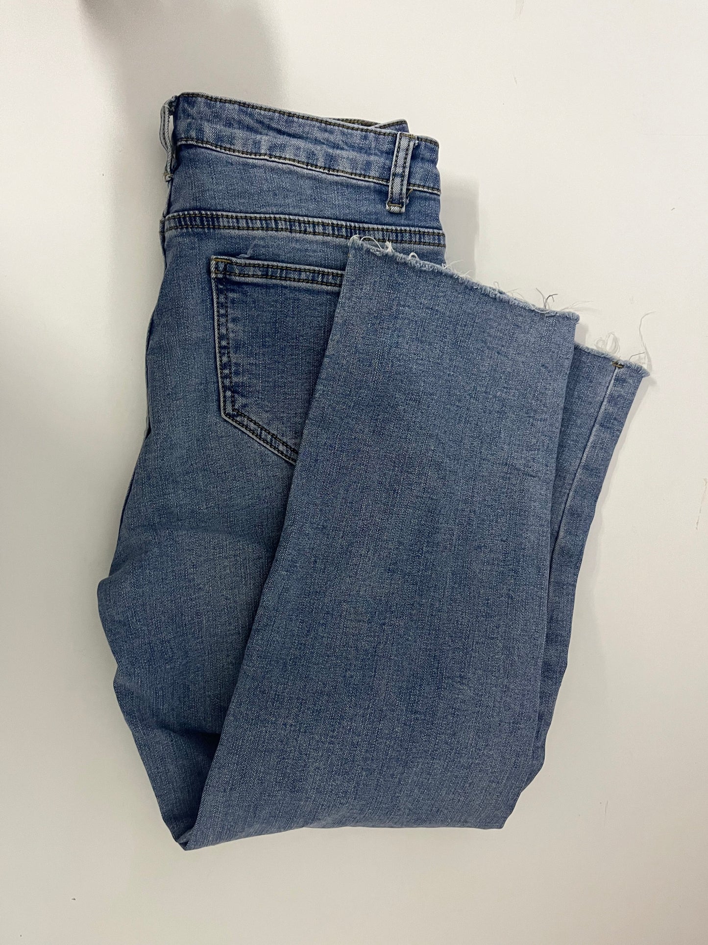 Plancity Retro Blue Flared Raw-Edge Jeans High-Waisted Slimming and Heightening Women's Pants