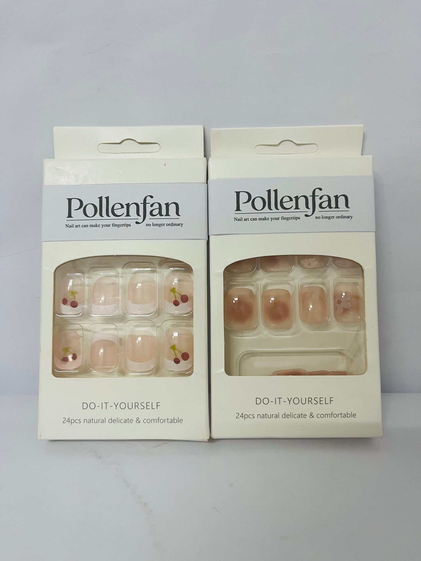 Pollenfan False nails Short Length Press on Nails, Artificial Acrylic Fake Nails for Women, 24PCS Full Cover Reusable False Nails Kits, White Flowers Nails Design, Glue on Nails Fake Nails for Nail Art