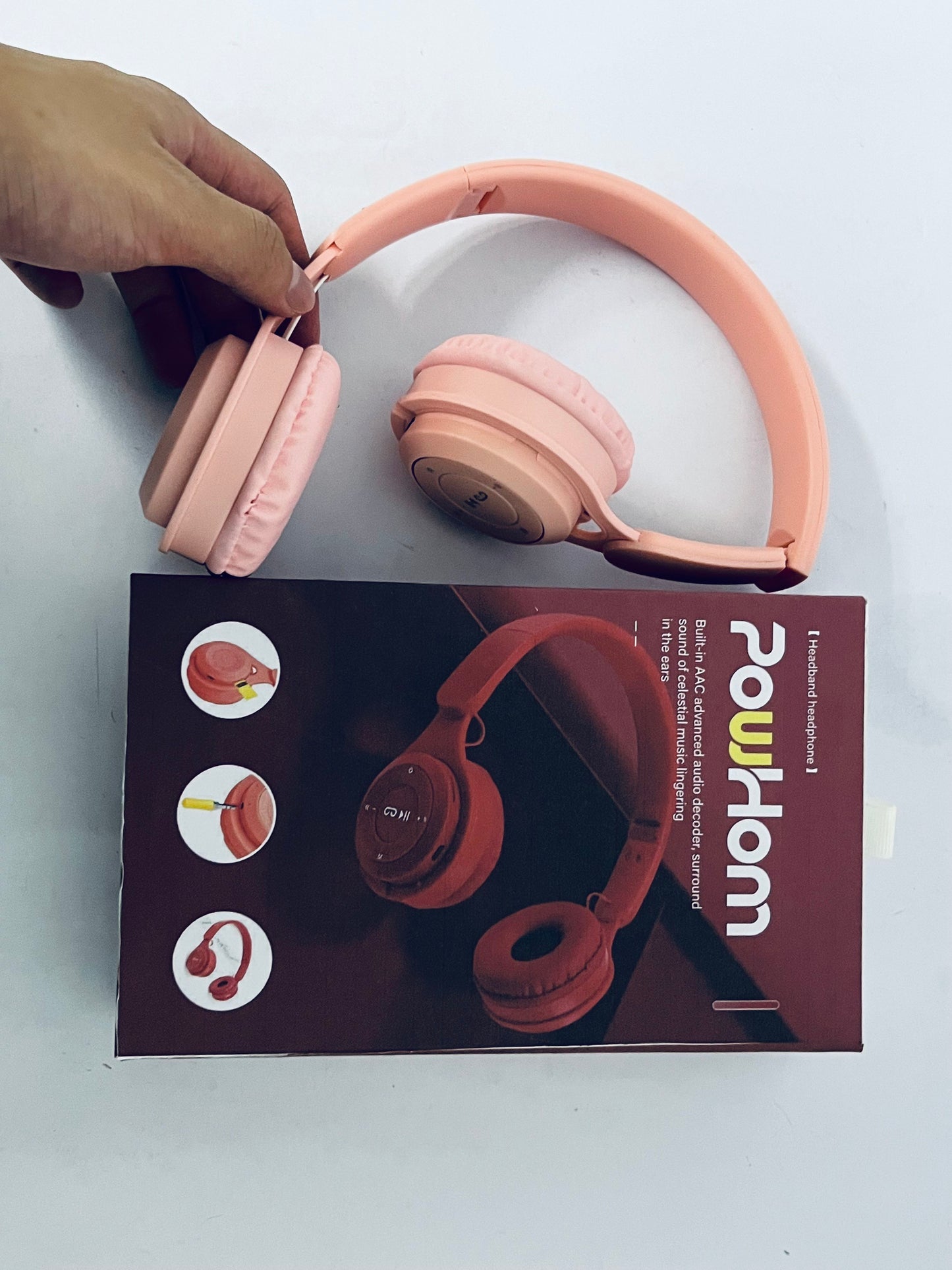 PowHom Upgraded Hybrid Noise Cancelling Headphones with Transparent Modes Wireless Bluetooth with Mic Deep Bass Soft-Earpads Hi-Fi Audio Comfortable Fit Long Playtime for Home Office Travel Over Ear Pink