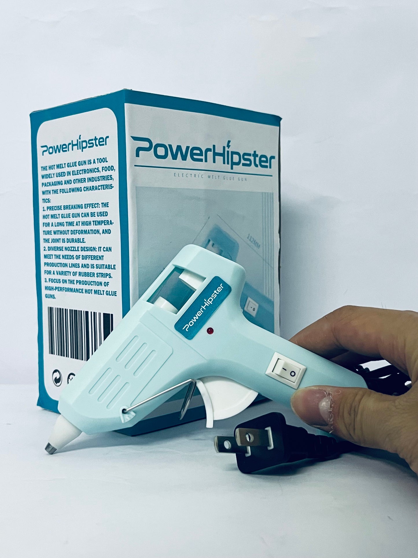 PowerHipster Mini Hot melt gun Handmade glue gun for household use (blue) Fast Preheating Hot Melt, High Temp for School Crafts DIY Arts and Quick Home Repairs