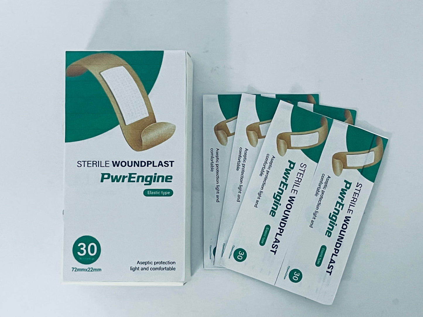 PwrEngine Flexible Fabric Adhesive Bandages, First Aid and Wound Care Supplies, All-One Size, 30 Count