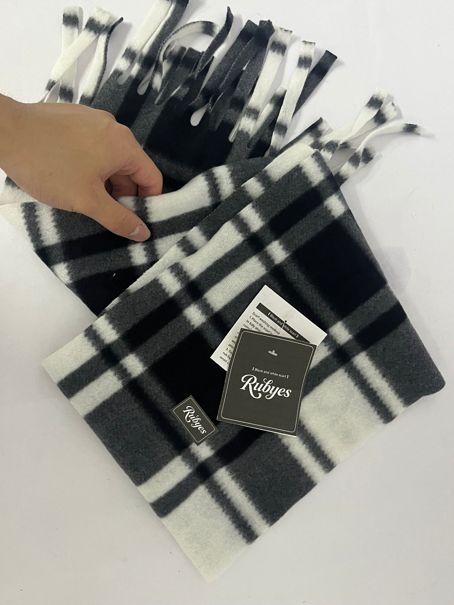 Rubyes Cozy Tartan Check Merino Wool Scarf, Long Warm Lightweight Winter Classic Scarves w/Gift Box