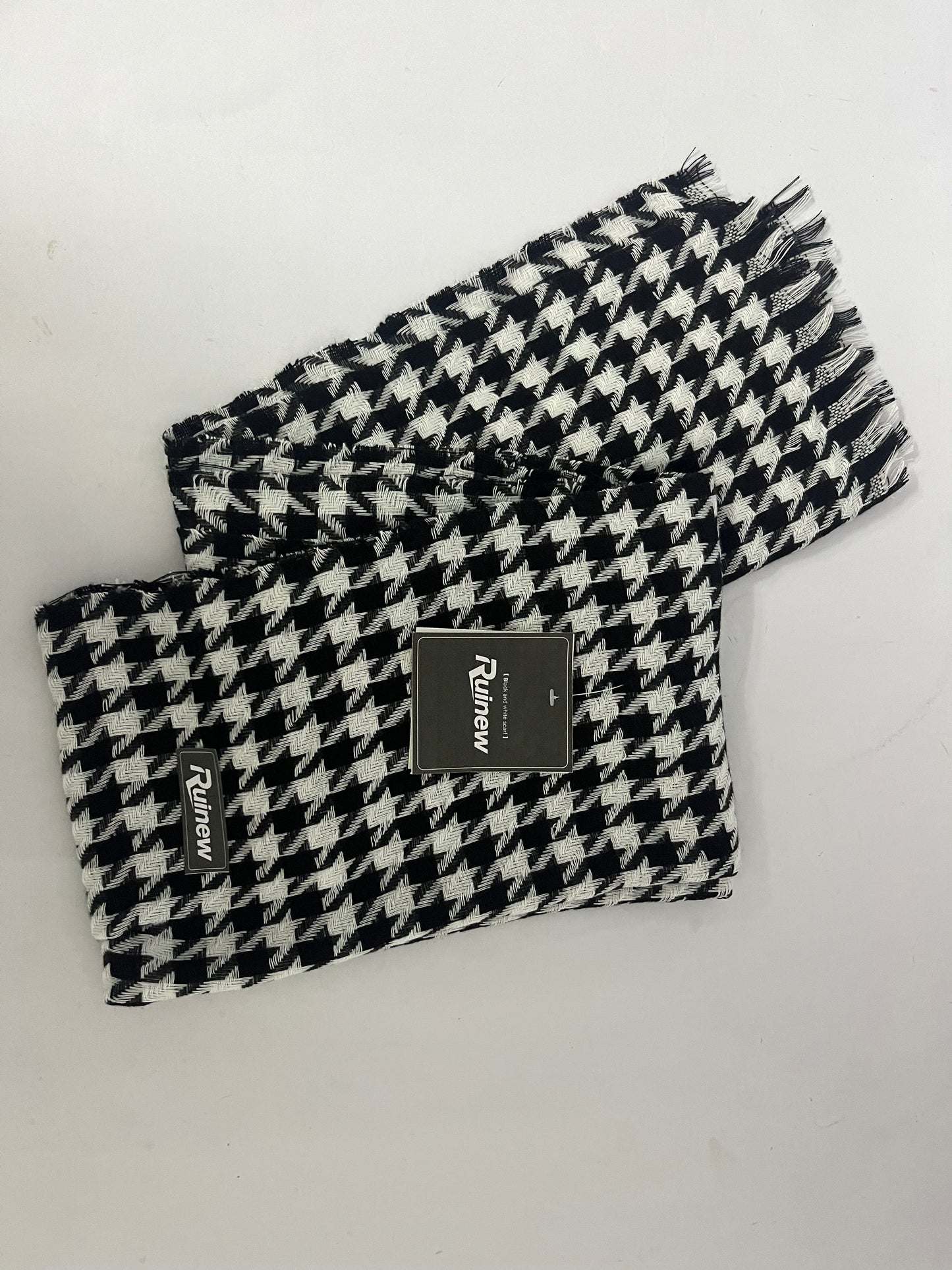 Ruinew Cashmere-feel Winter Warm Houndstooth Pashmina Scarf Shawl w/Fringes