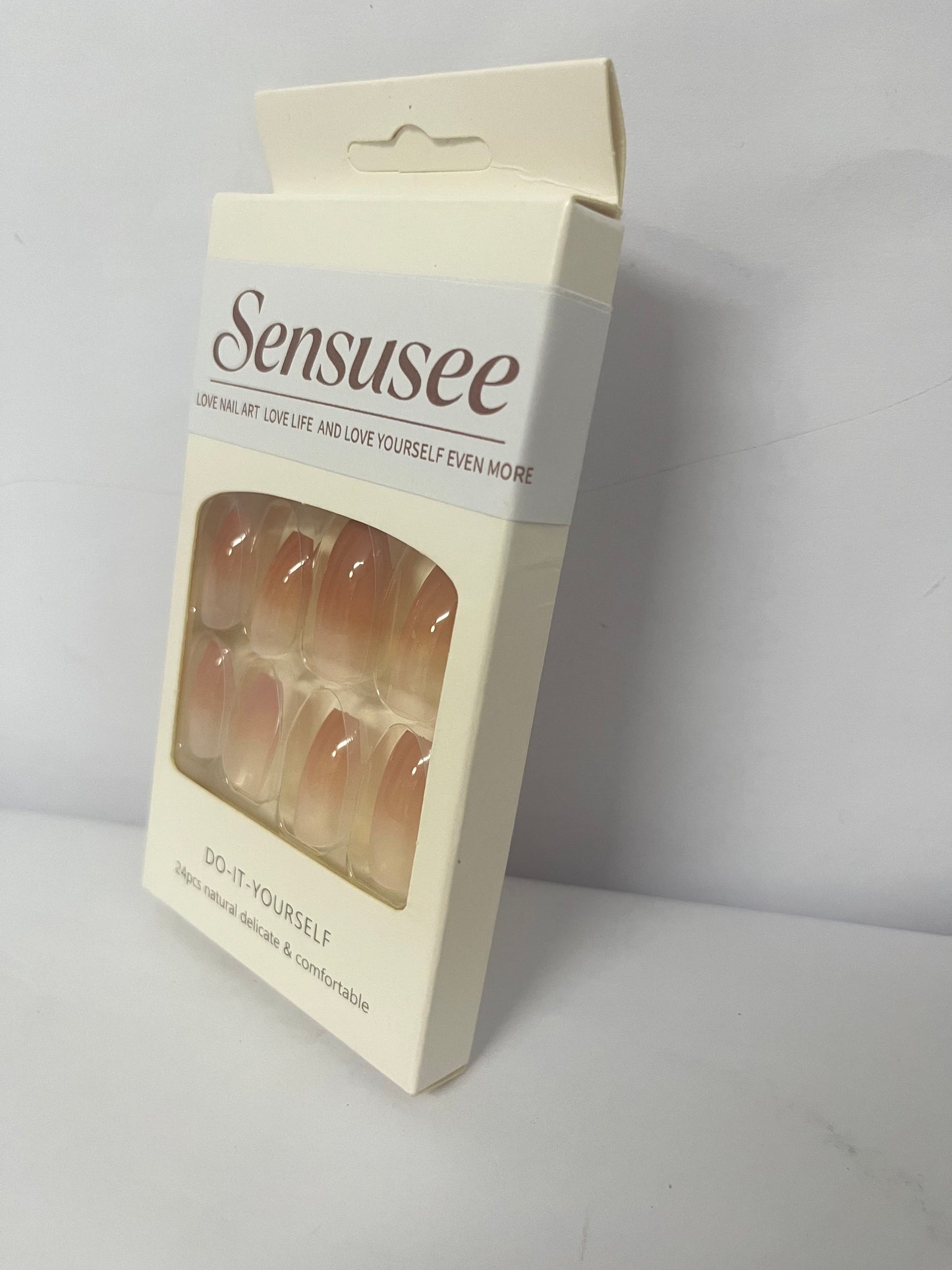 Sensusee Coffin Acrylic Fake Nails Design,Nail glue included,Long Super Bling Press on Nails,Reusable Bling French Acrylic Daily False Nail Kits for Women