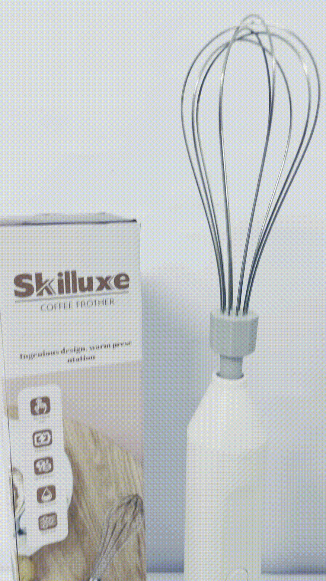 Skilluxe Electric milk frothers Cordless Hand Mixer with Whisk and Forther Wand,Electric Whisk, Milk Frother,Coffee Frother, Whisks for Cooking,Handheld Frother
