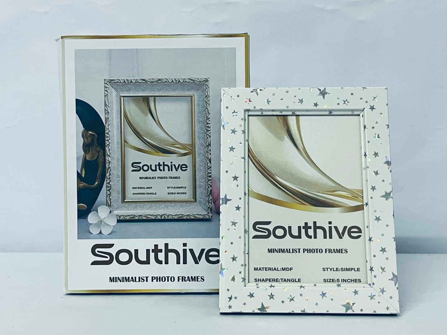 Southive Shining stars Picture frames Mat for Living Room Wall Mount or Tabletop Wood Wall Art Decor
