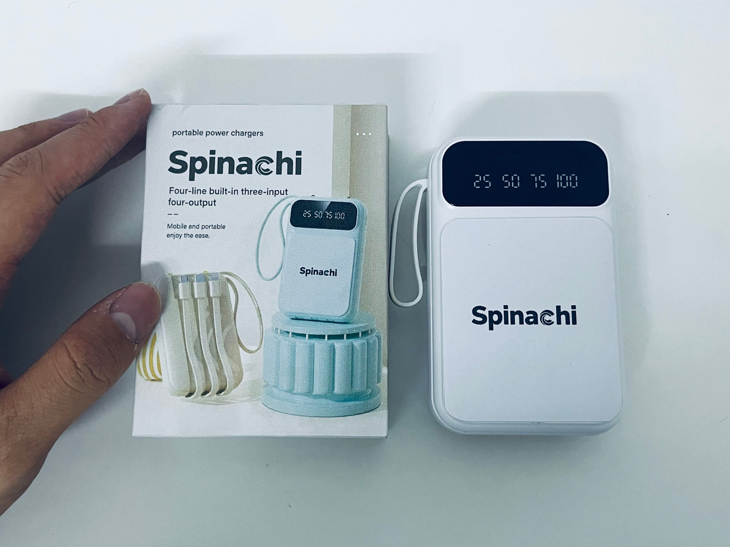 Spinachi 4-in-1 Portable Power Bank 3 Inputs & 4 Outputs Smart Digital Display All-in-One Charging Companion for Travel