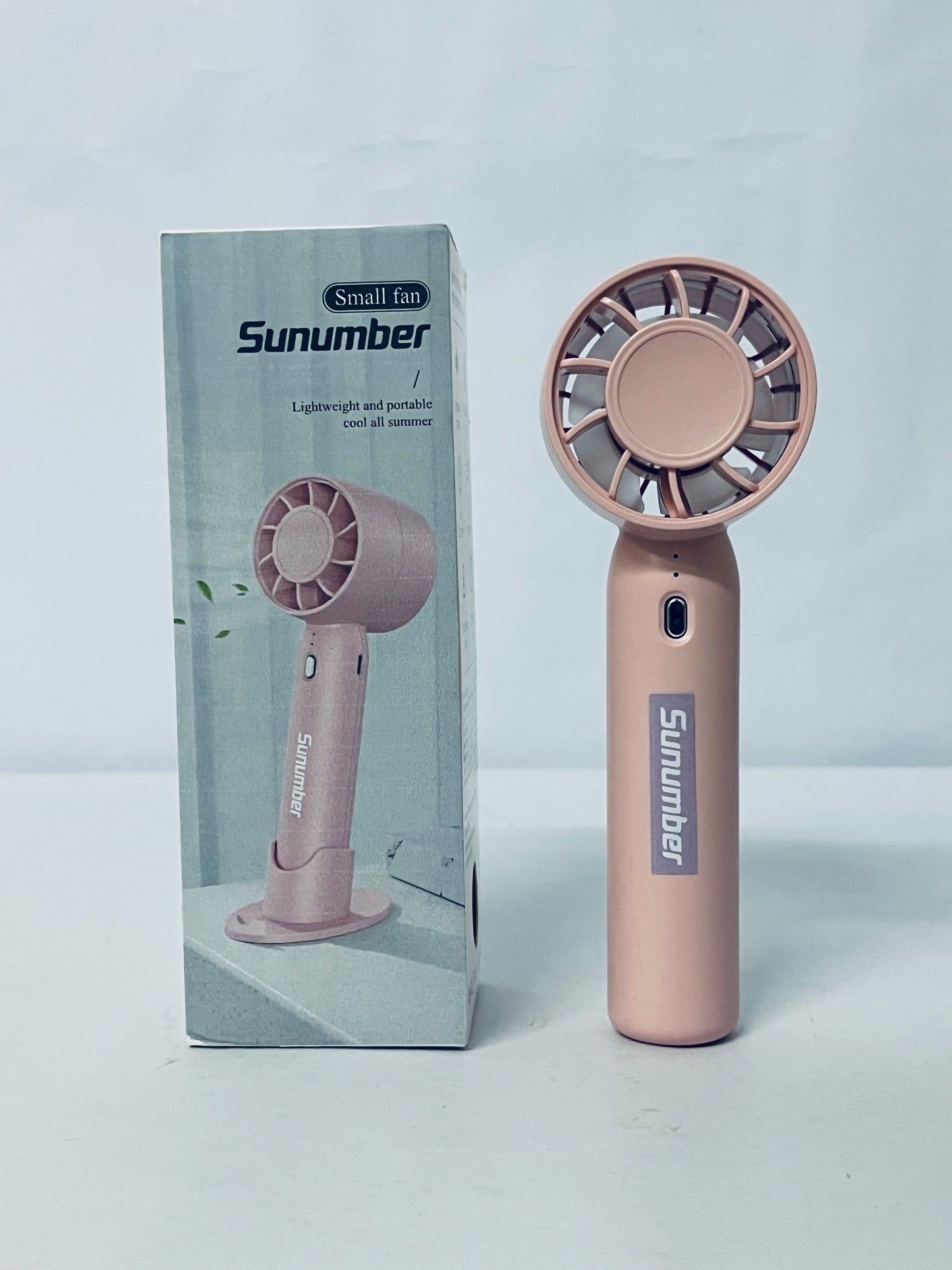 Sunumber Portable Handheld Fan, Speed Adjustable Turbo Mini and 3600mAh Battery Rechargeable Personal Fan, Digital Display, Gifts for Women Men Travel/Camping/Outdoor-Pink