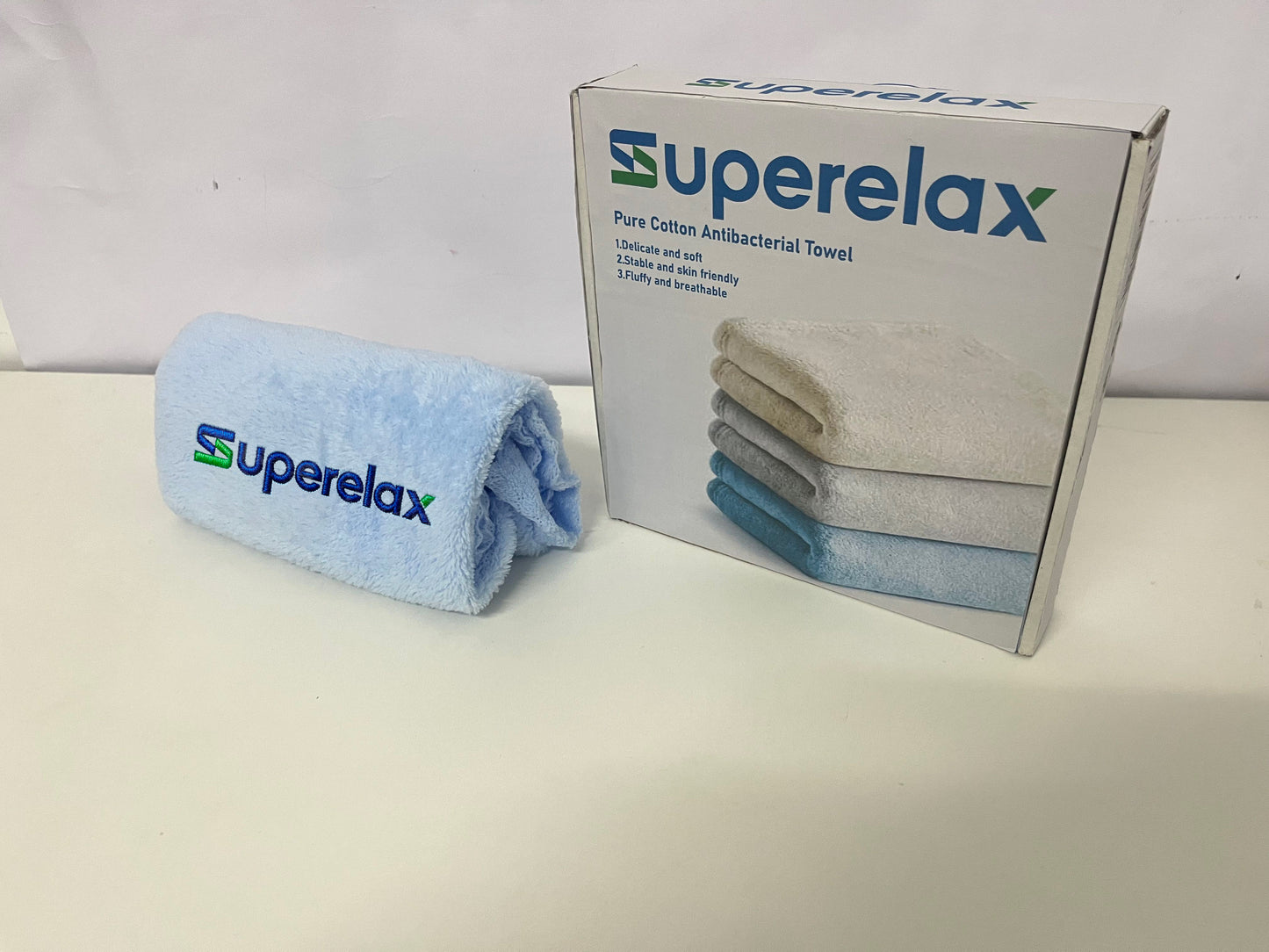 Superelax Blue Towel - Pure Cotton with Antibacterial, Soft & Durable