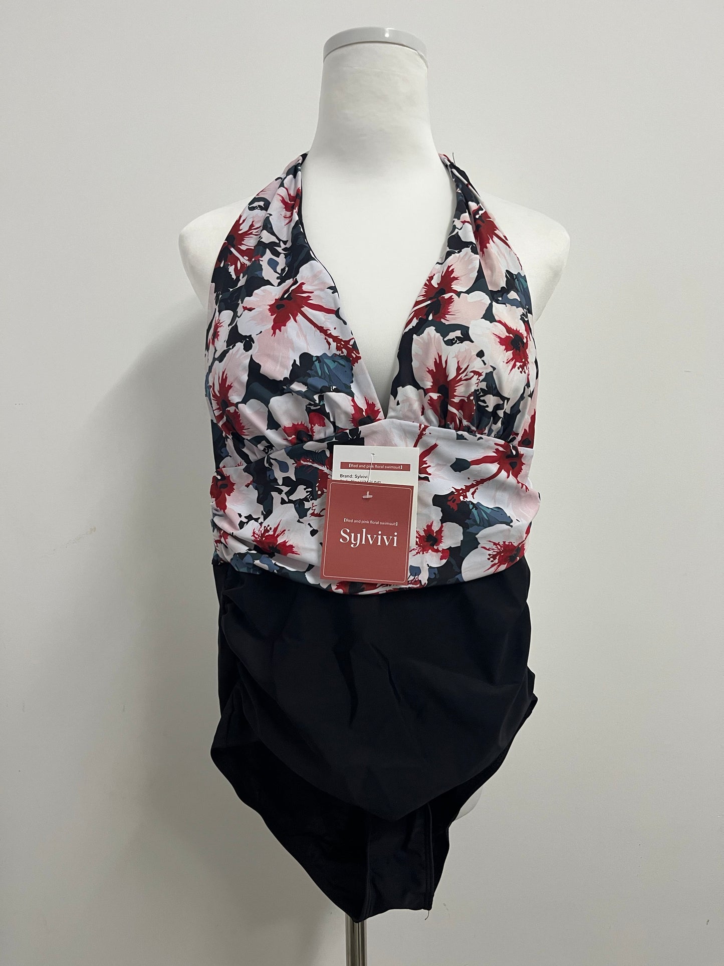 Sylvivi Floral Halter Neck One - Piece Swimsuit - Stylish Swimwear for Women