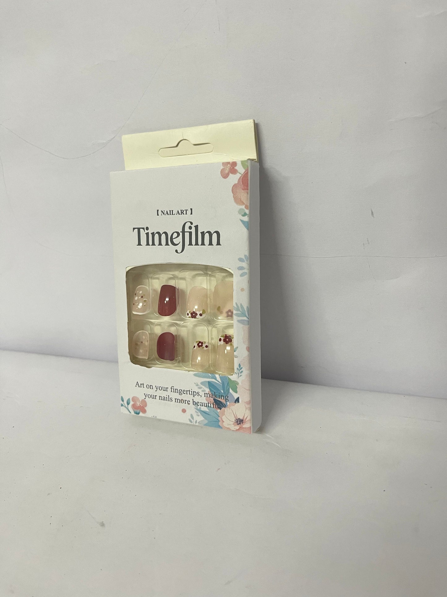 Timefilm Fake Nails Square Acrylic Nails Press ons Cute Flower Reusable Glue on Nails for Women and Girls Daily Wear Manicure 24 Pcs