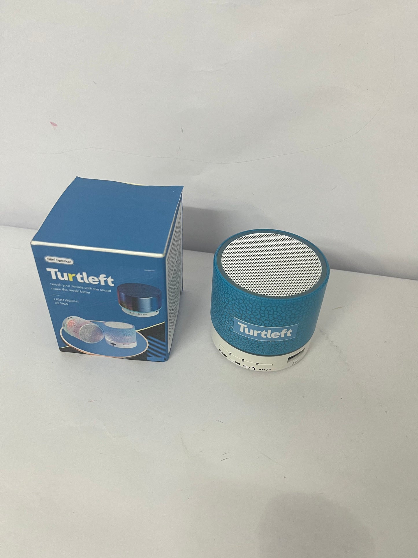 Turtleft Portable Mini Speaker, Super Bass Stereo Rechargeable Speaker with LED Lights