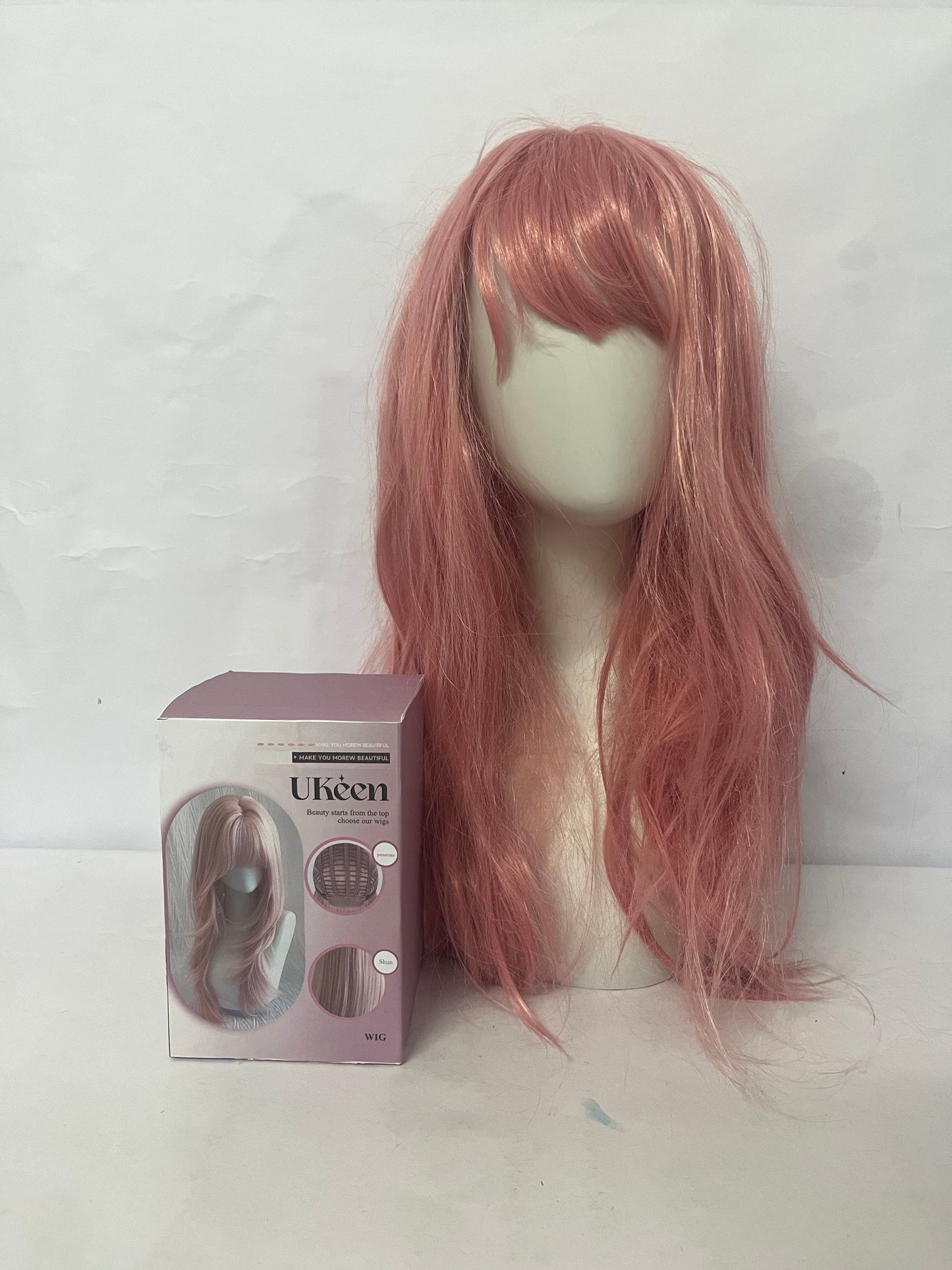 UKeen Wigs 28" Long Wavy Hair Heat Resistant Cosplay Wig for Women (Pink)