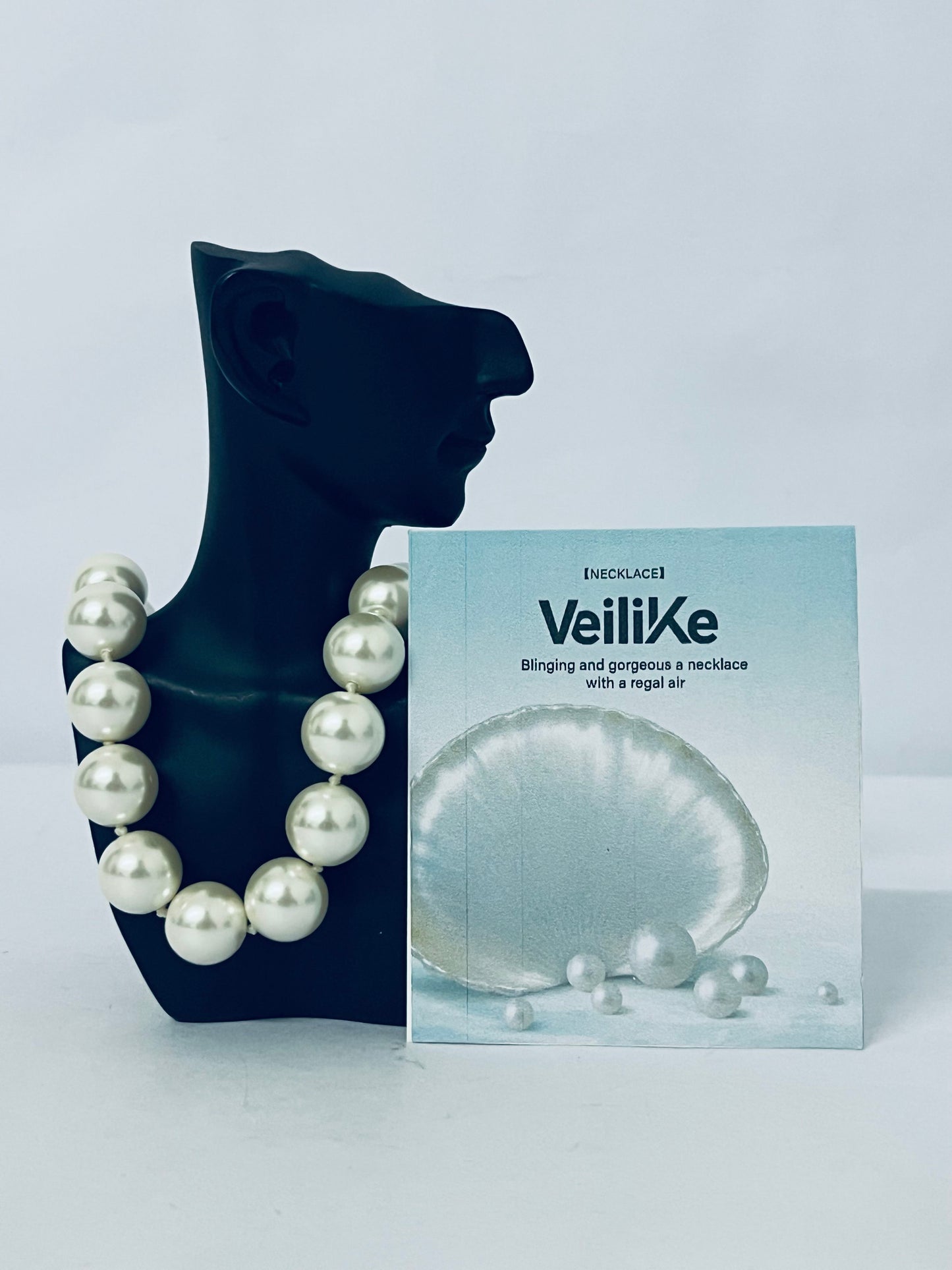 VeiliKe Statement Pearl Necklace - Large Simulated Pearl Choker for Elegant Vintage Glam