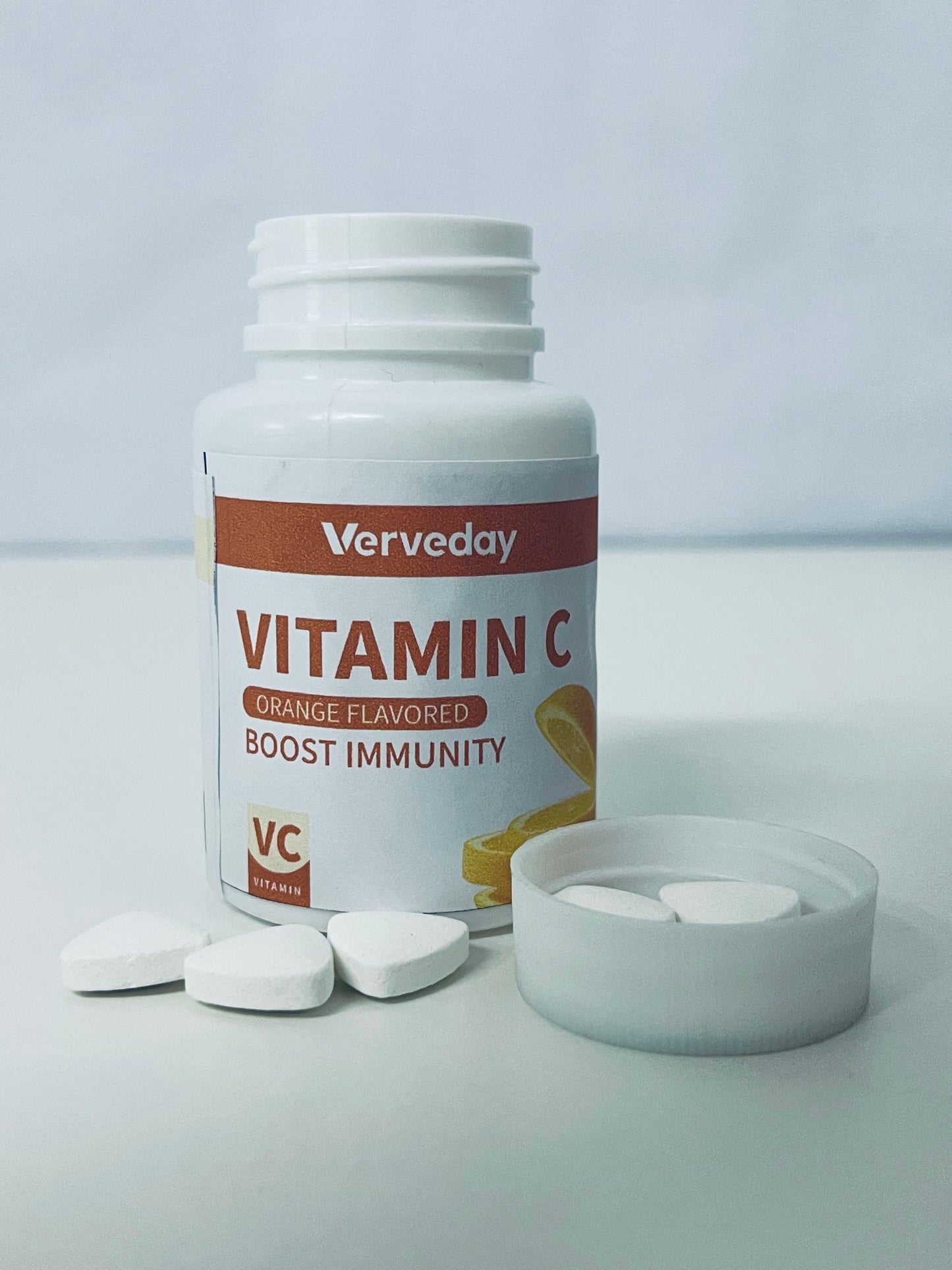 Verveday Orange-Flavored Vitamin C Tablets: Daily Light Nutritional Supply for Immunity Boost