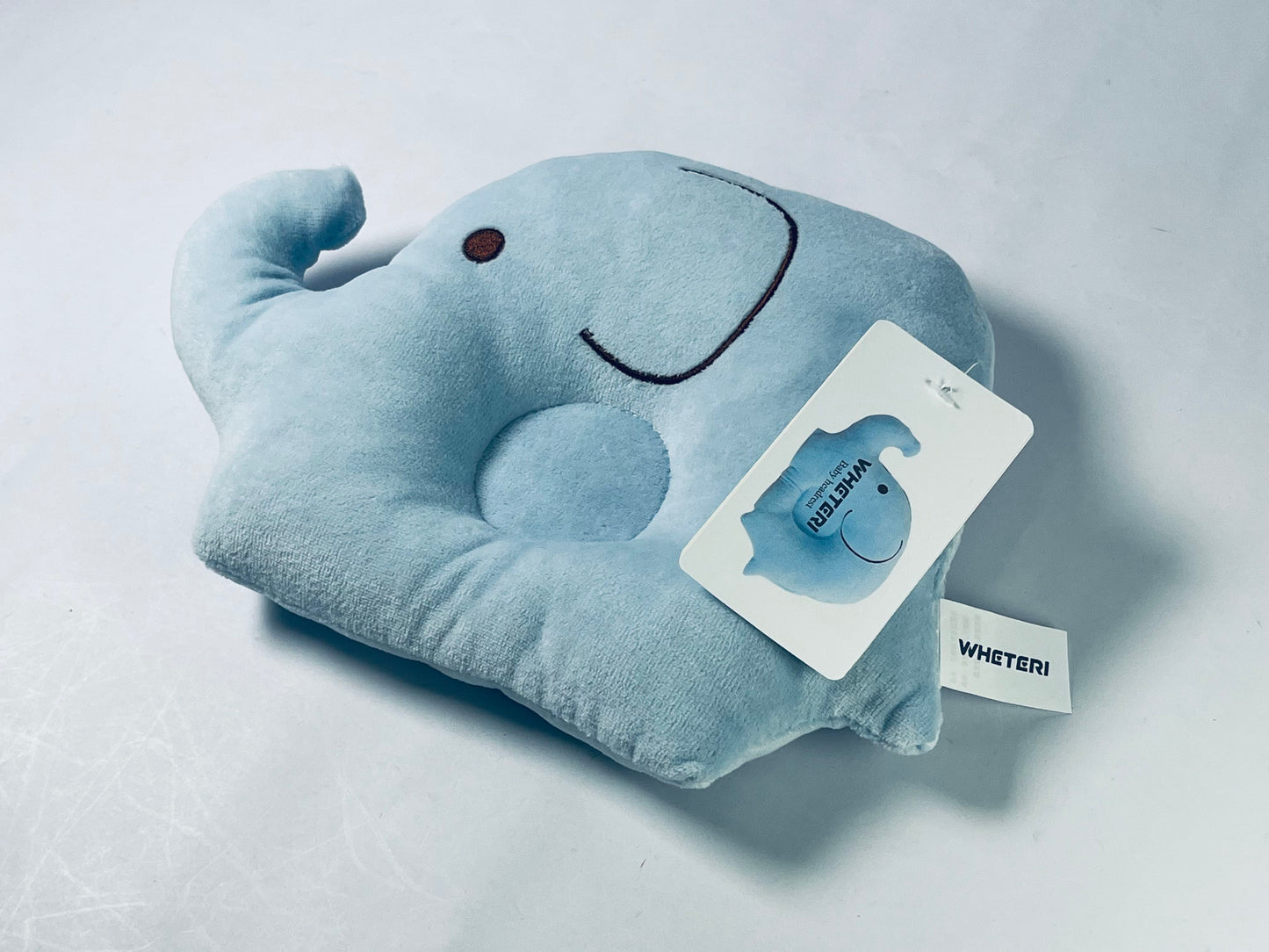 WHETERI Original Elephant Plush Flat Pillow, Light Blue
