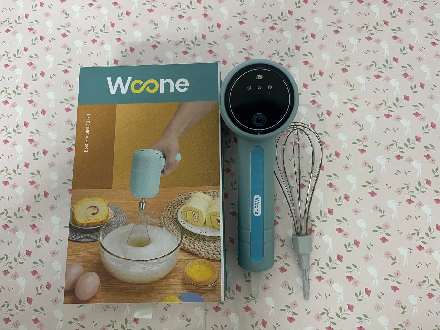 Woone Handheld Cordless Egg Beater Rechargeable Electric Egg Beater Mixer Small Cream Mixer Handheld Electric Egg Beater with 3 Speed Modes