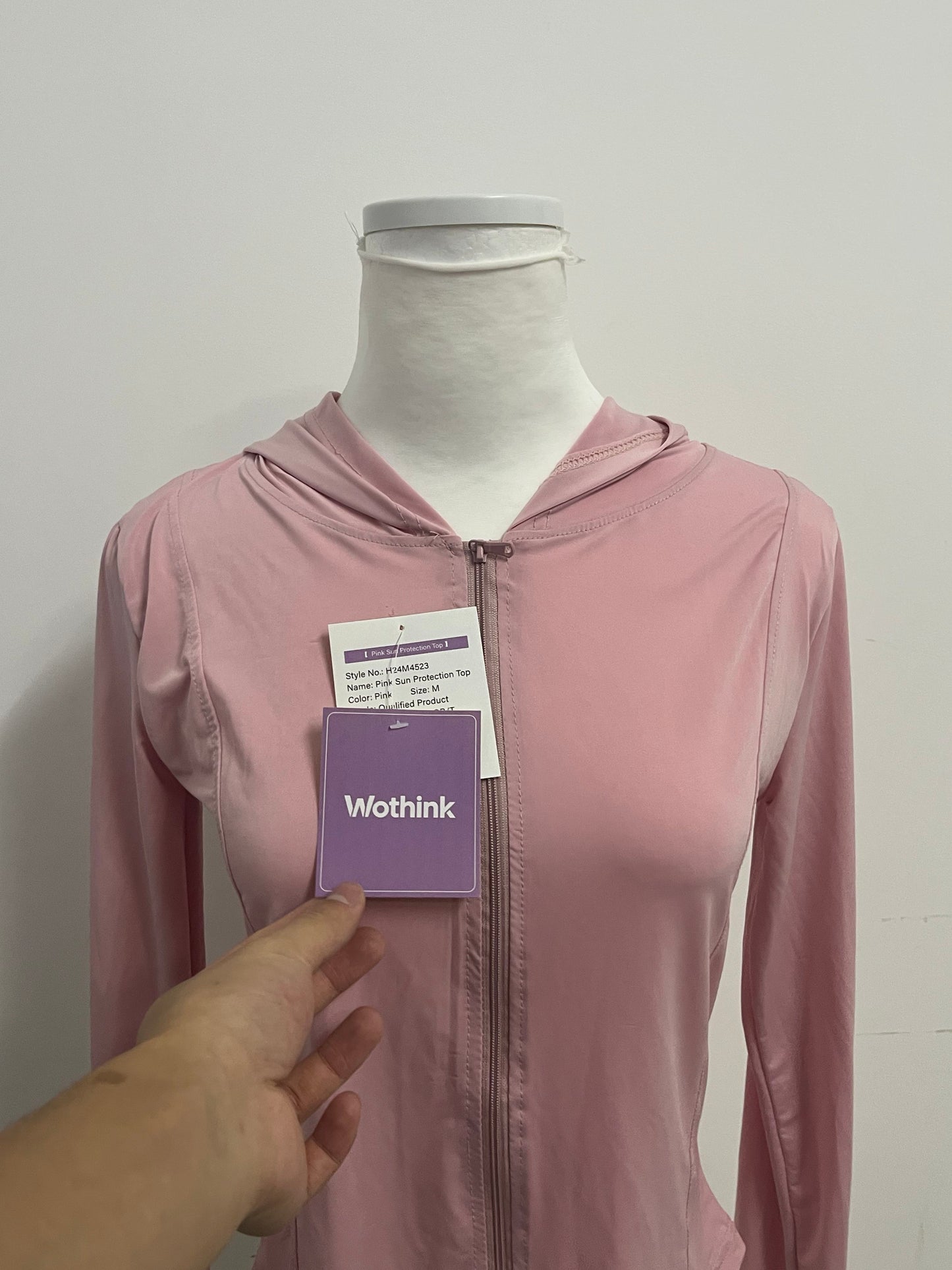 Wothink UPF 50+ Pink Sun Protection Athletic Top - Full-Zip Long-Sleeve