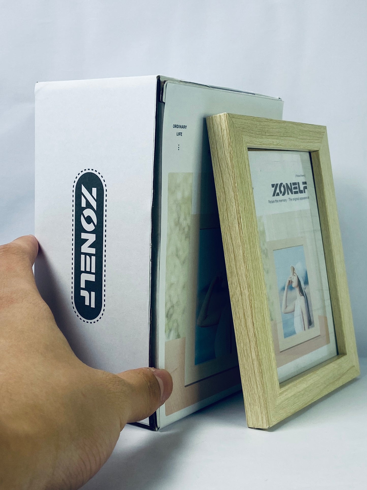 ZONELF 5x7 Picture Frame,Natural Oak Wood Gallery Photo Frame, Wall Hanging or Tabletop Display