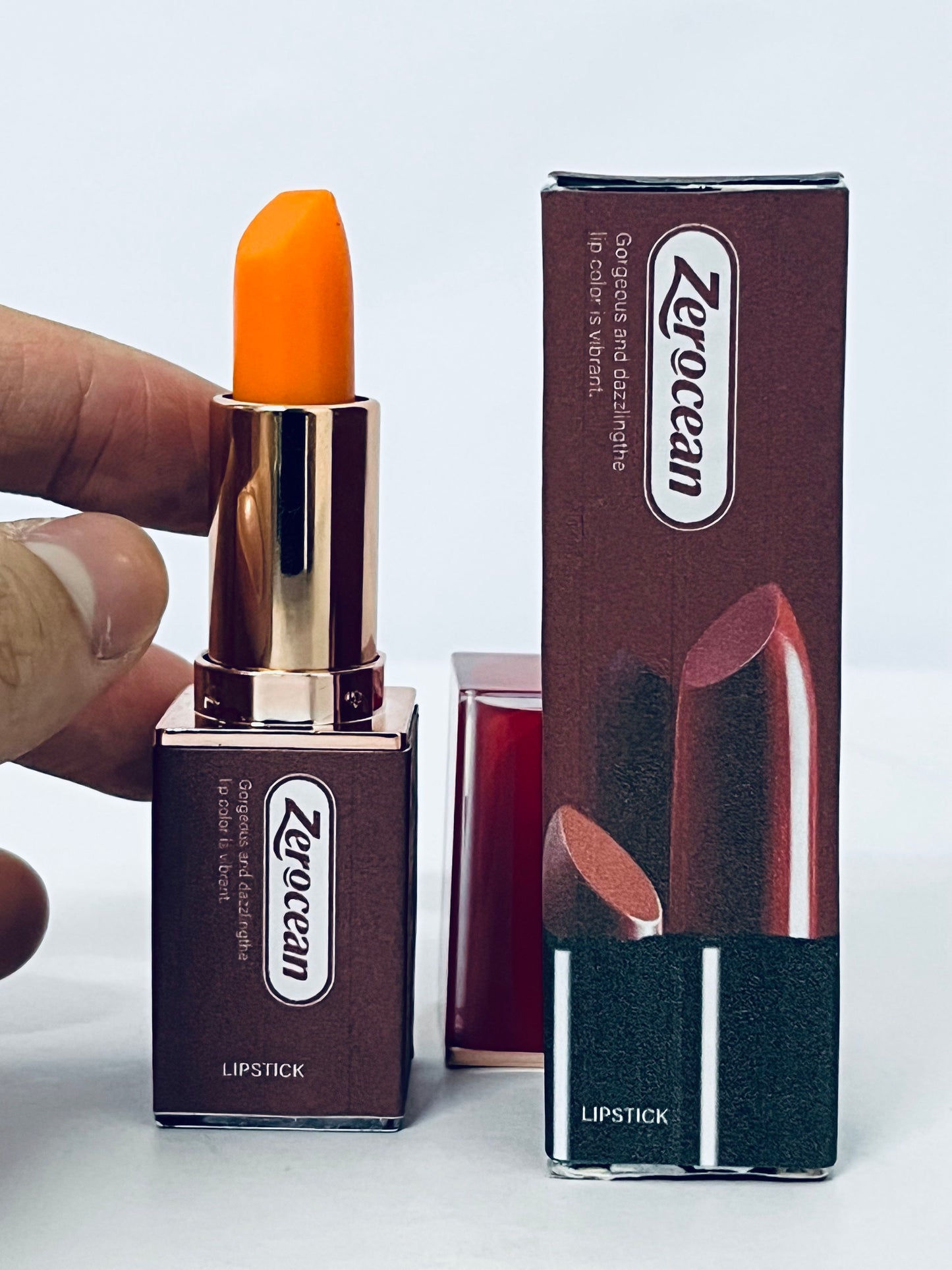 Zerocean Carotene Orange Red Cherry Color Changing Lipstick Queen, Long Lasting Labiales Lip Gloss Korean Lip Balm Tinted Magic Lip Stain Matte Makeup Moisturize Lipstick for Women