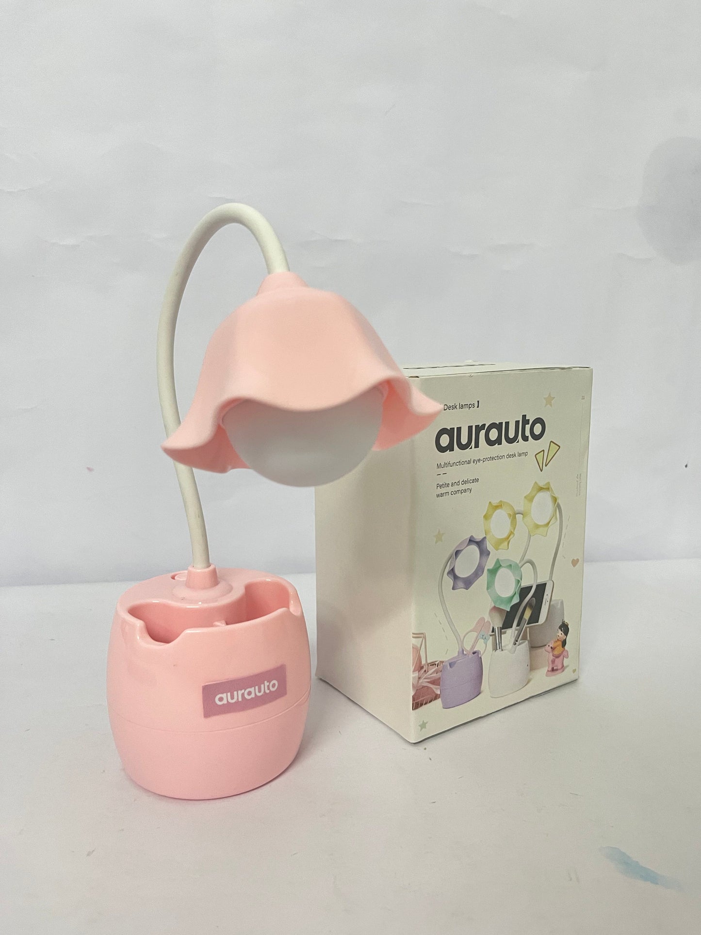 aurauto Pink Desk Lamp, Rechargeable LED with USB Charging, 3 Color Modes & Stepless Dimming, Cute for College Dorm Bedroom Reading