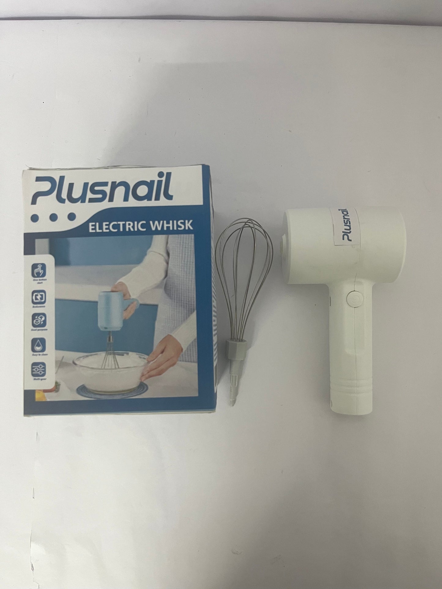 Plusnail Electric Hand Mixer, Portable Whisk Milk Foam Maker, Whisk Beaters, Handheld Electric Mixer for Home