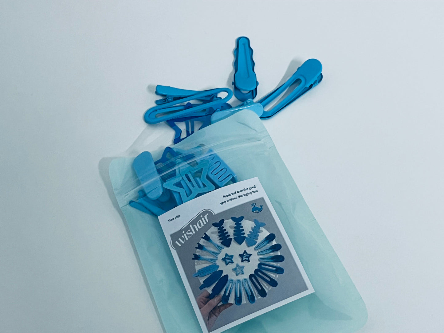wishair Blue Hair Clips - Whale & Star Shapes, Gentle Grip for Cute Hairstyles