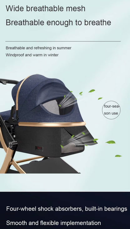 SPARKLION Baby strollers Newborns and up 2-in-1 Infant Newborn Toddler Pram Convertible Foldable Standard Baby Carriage for 0-36 Months Old Babies(Black)