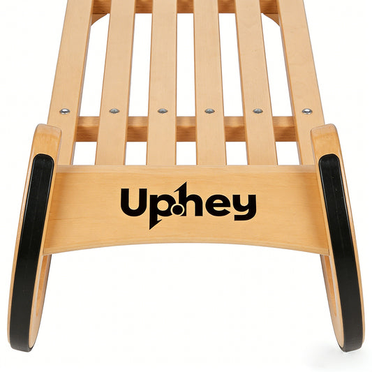 Uphey Classic Wooden Bobsled, Heavy-Duty Beech Wood Toboggan for Kids and Adults, Durable Retro Sled with Anti-Collision Design for Outdoor Snow Sledding