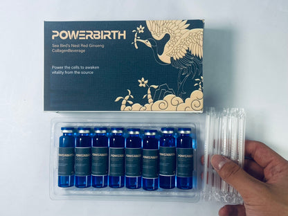 POWERBIRTH Nutritional supplement in the nature of a nutrient-dense, protein-based drink mix Bird's Nest Extract, Fucoidan Extract, CoQ10, and Vitamins