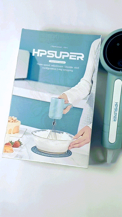 HPSUPER Cordless Hand Mixer, One Touch Off Handheld Electric Whisk with 3 Speed Modes(Pea Green)