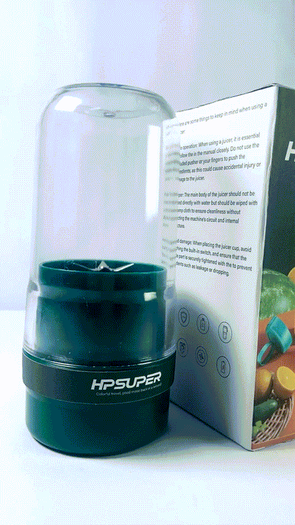 HPSUPER Portable Blender,Juicer & Smoothie Maker,Press & Twist Design,4 Tip Stainless Steel Blade,Cord Wrap,240 Watt Motor,Dark Green