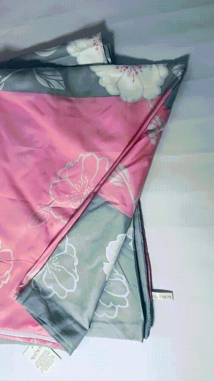 ALLEMON 100% Cotton Percale Sheets Queen Size,English Rose,Deep Pocket,Pink-gray