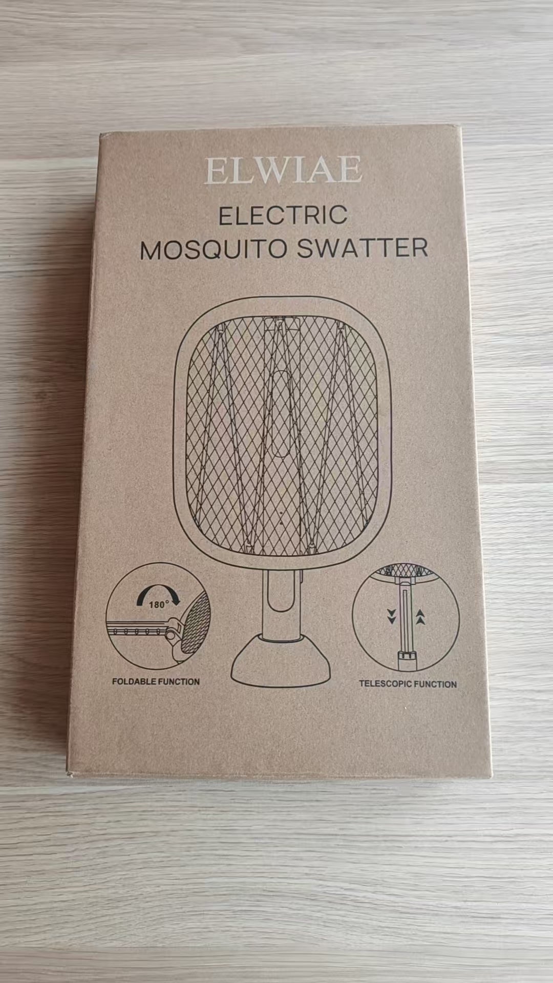 ELWIAE Foldable & Telescopic Electric Mosquito Swatter, 2-in-1 UV Mosquito Killer Lamp, Rechargeable Fly Zapper with 3-Layer Safety Mesh, Long-Lasting Lithium Battery, Base & LED Light, Physical Pest Control for Home Use