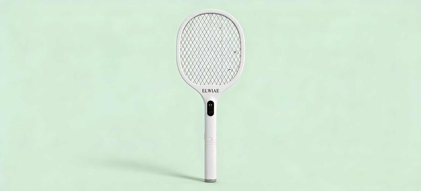 ELWIAE Rechargeable Electric Fly Swatters, 3-Layer Safety Grid Physical Mosquito Zapper, USB Fast Charging Bug Zapper for Home, Silent & Non-Radiation Fly Swatter