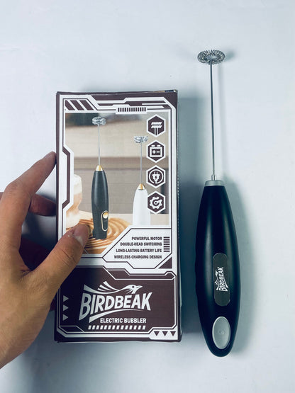BIRDBEAK Black Handheld Milk Frother Wand for Coffee, Rechargeable Electric Whisk