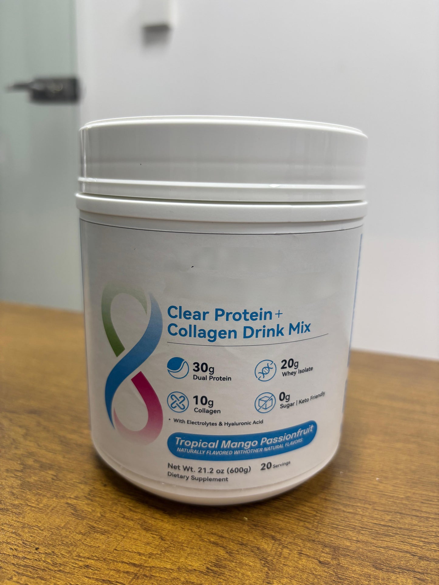 Collagen Clear Protein Powder with Electrolytes & Hyaluronic Acid, Tropical Mango Passionfruit Flavor, 21.2oz (600g) -Dietary and nutritional supplements