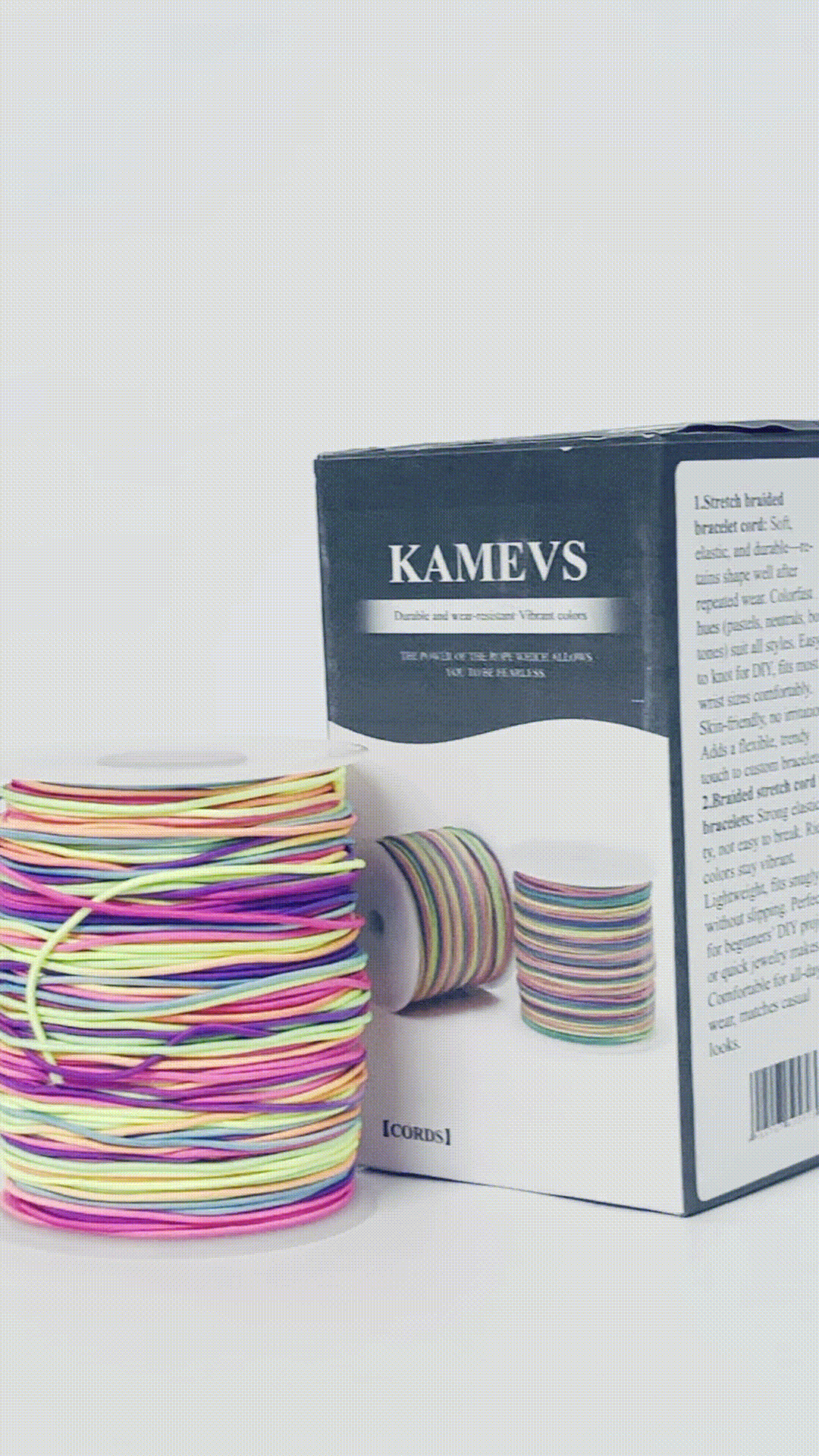 KAMEVS Cord Elastic String for Bracelets, 1mm x 330 Feet Sturdy Rainbow Elastic Cord for Jewelry Making, Necklaces, Beading and Crafts