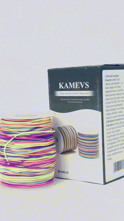KAMEVS Cord Elastic String for Bracelets, 1mm x 330 Feet Sturdy Rainbow Elastic Cord for Jewelry Making, Necklaces, Beading and Crafts
