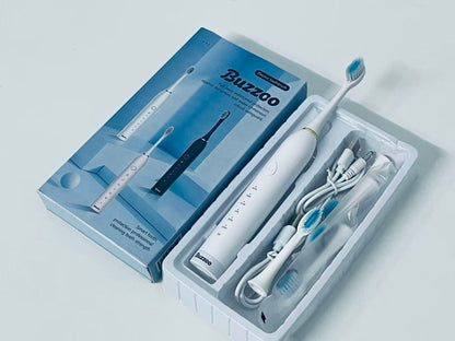 Buzzoo Full-Body Waterproof Sonic Electric Toothbrush - Multi-Mode Teeth Cleaning Set (with Replacement Heads)