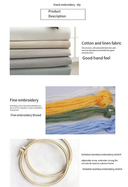 prettypublic Embroidery,4 Sets Cross Stitch Kits for Beginners with Stamped Flower Pattern, Starter Kits for Adults Hand Craft Lover with Embroidery Hoop, Instructions and Threads