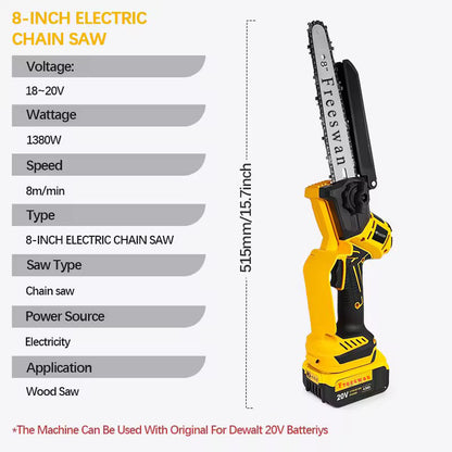 Freeswan-Electric saws-Freeswan for Dewalt 20V Battery 8-Inch Cordless Handheld Mini Saw Garden Electric Chain Saw